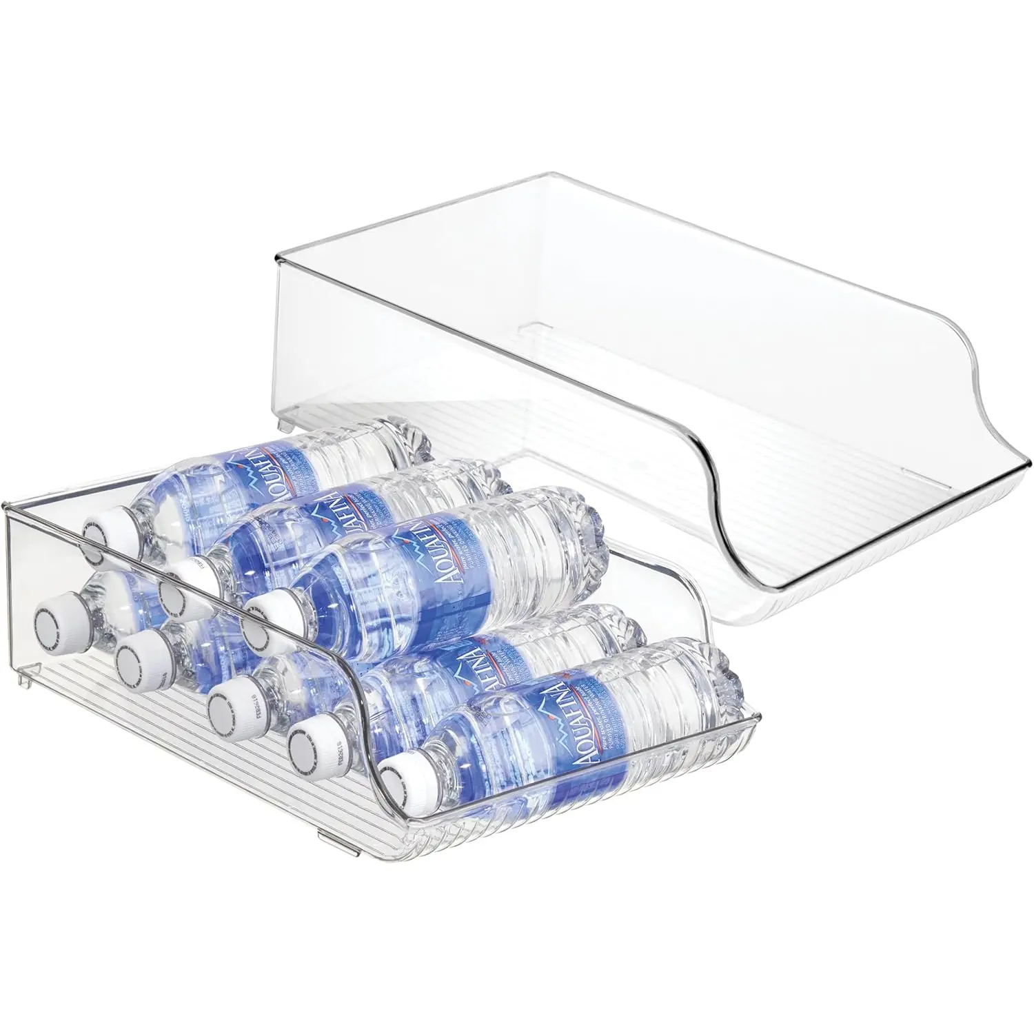 Plastic Water Bottle Organizer for Fridge, Bottle Holder for Kitchen and Pantry, Clear, 2-Pack