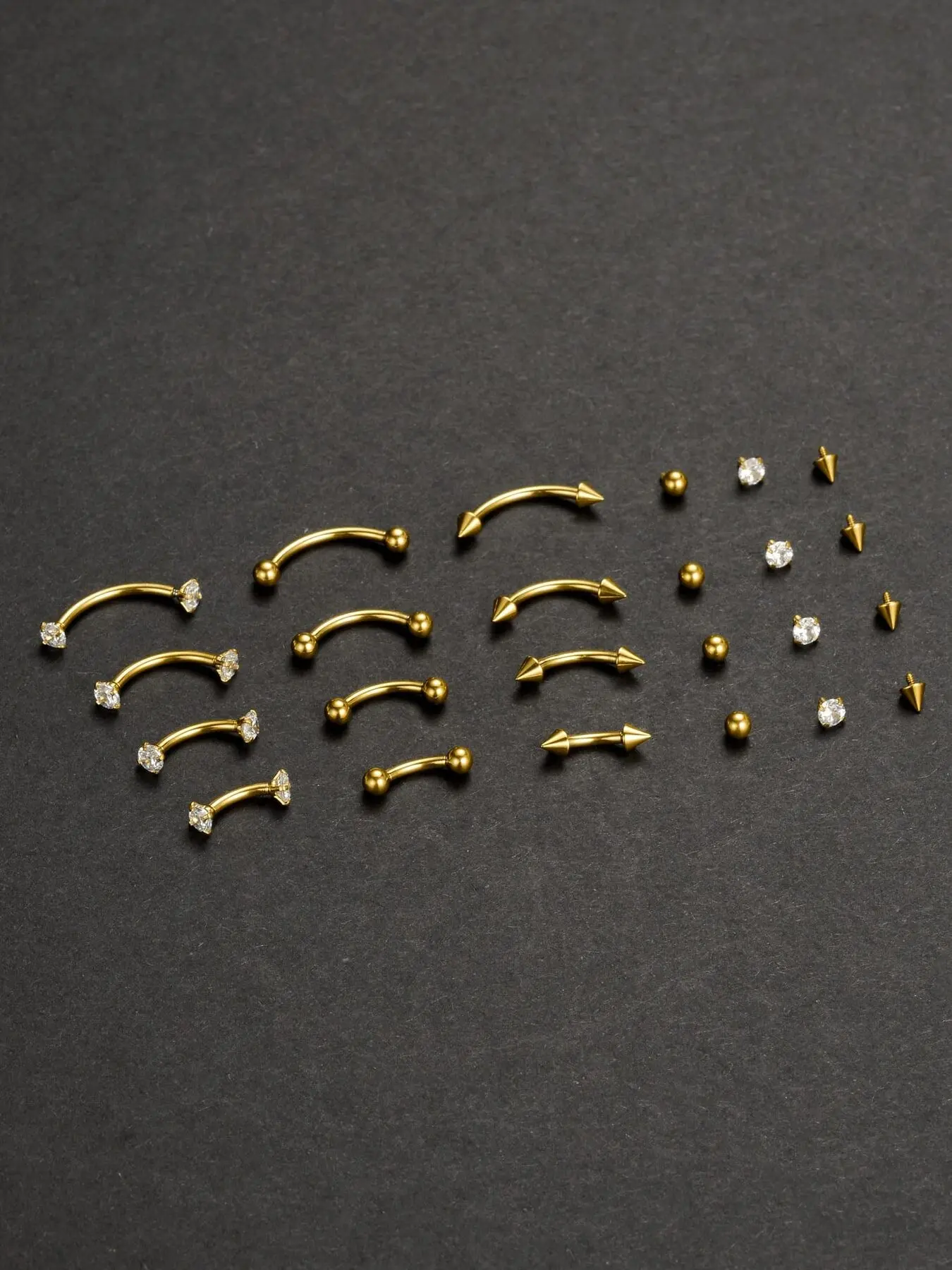 1 Set Eyebrow Piercing Jewelry 16G Stainless Steel CZ Ball Spike Curved Barbell Vertical Labret Eyebrow Rings Tragus Helix Ear Rings Ear Piercings Tongue Belly Lip Piercing for Women Men 6mm 8mm 10mm 12mm