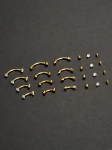 1 Set Eyebrow Piercing Jewelry 16G Stainless Steel CZ Ball Spike Curved Barbell Vertical Labret Eyebrow Rings Tragus Helix Ear Rings Tongue Belly Lip Piercing for Women Men 6mm 8mm 10mm 12mm