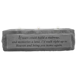 212 MAIN Hanging 3-Light Tealight Votive Holder, Decorative Wall-Mount Cast Stone Decor, Weatherproof Single-Piece Construction, "If Tears Could Build..." Design, Outdoor Use