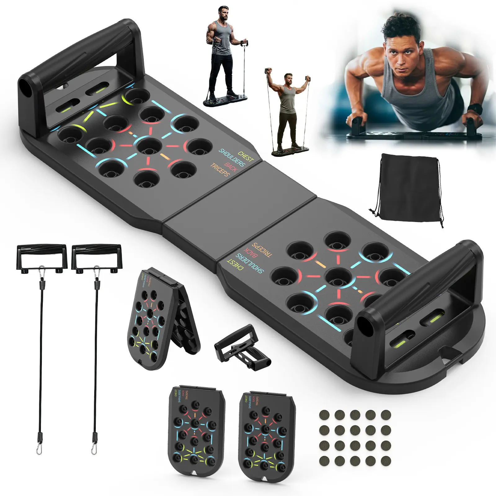 Push Up Board and Push Up Bar Home Gym Essentials Foldable Multi Angle Push Up System for Home Workout Chest Shoulder Arms Training