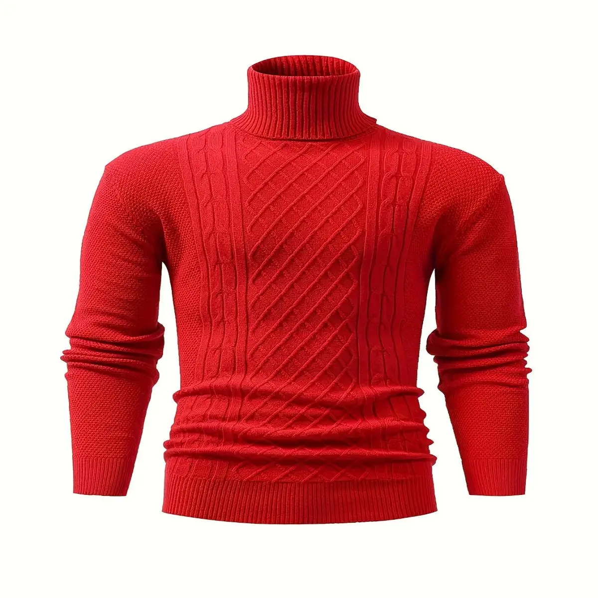2023 New Men's High Neck Turtleneck Sweater - Soft Stretchy Knit Pullover, Regular Fit Sleeve Solid Color Top, Hand Washable Casual & Formal Wear, Versatile Clothing, Medium Elasticity