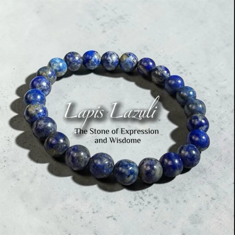 Lapis Lazuli 6mm Stretch Natural Crystal Bead Bracelet 6.5 Inches Healing Stone Jewelry