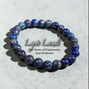 Lapis Lazuli 8mm Stretch Natural Crystal Bead Bracelet 6.5 Inches Healing Stone Jewelry