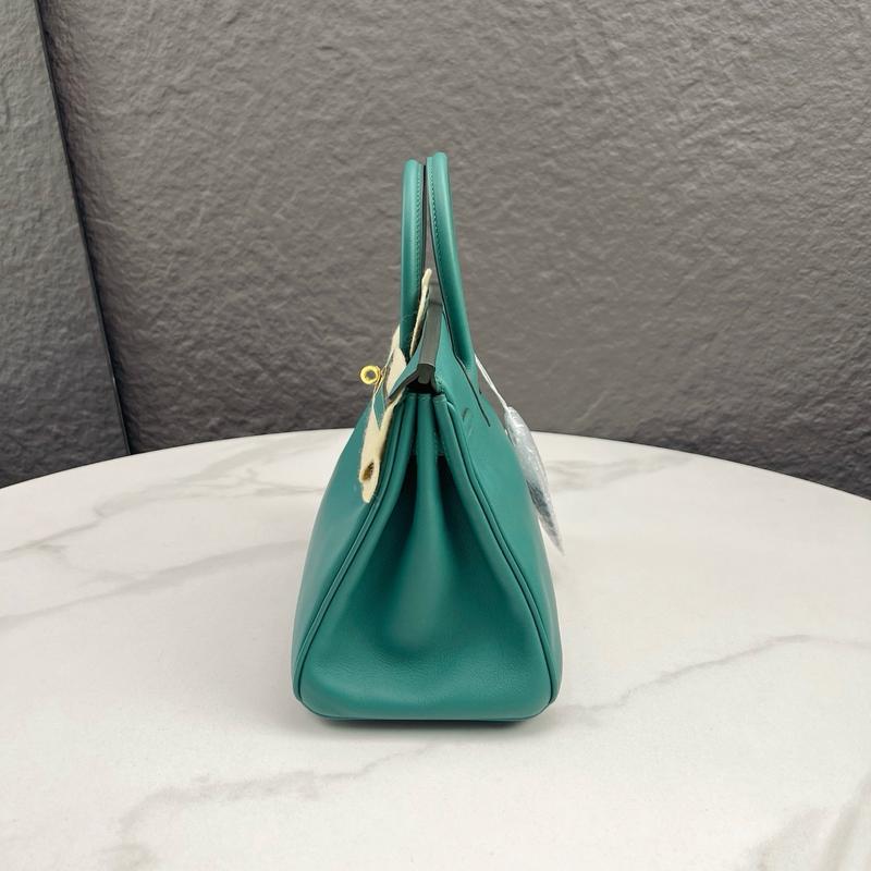 Pre-owned HERMÈS Leather tote bags Hermes Birkin 25 Swift Z6 Malachite (mk103795)