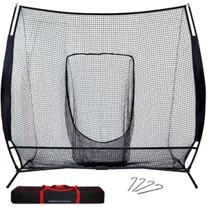 7x7ft/8x8ft Baseball Softball Net with Steel Frame for Batting, Hitting, Pitching, Portable Baseball Batting Net with Carry Bag,  for  Levels