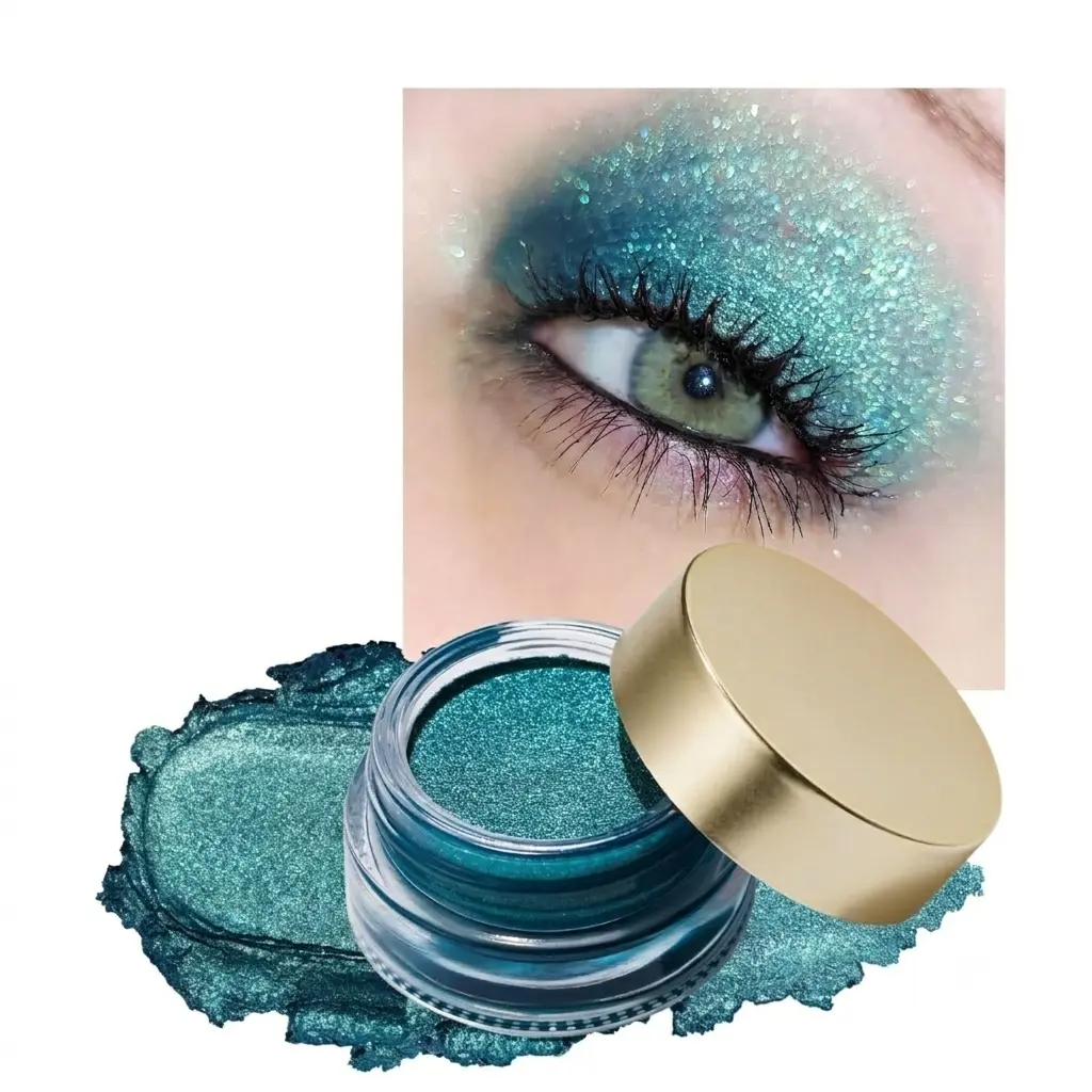 Eyeshadow Green Glitter Eyeshadow Highly Pigmented Eye Shadow Waterproof & Long Lasting for Women with Moisturizing Formula. Multi-use for Highlighter.