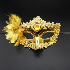 Lily Flower Mask – Halloween Venetian Princess Masquerade Ball Half-Face Mask, Electroplated, Sprayed Finish, Pointed Design, Floral Accessory