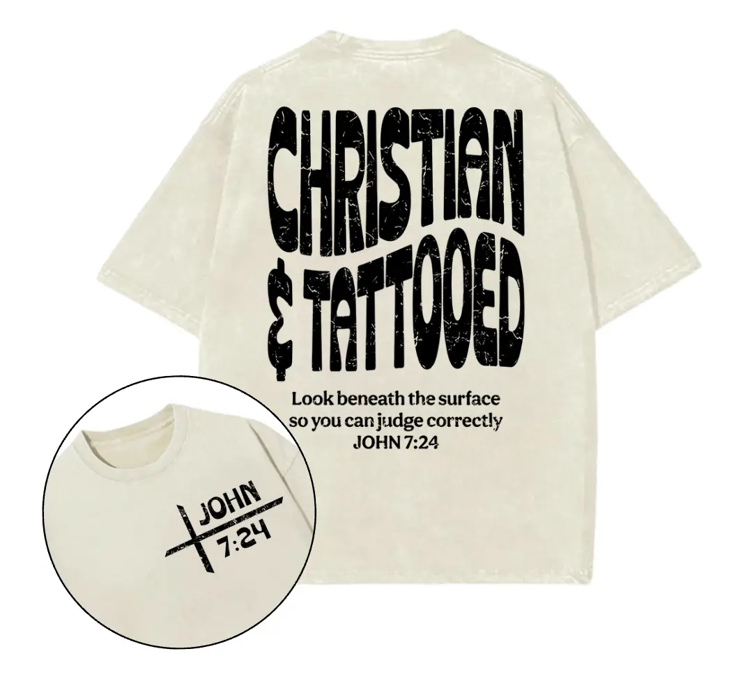 Christian & Tattooed Christian T-Shirt, Vintage I Love Jesus 2025 Shirt, Christian t shirts, Christian Easter Gift, Gift For All, Full Size, Full Color Top Womenswear Streetwear Tshirt