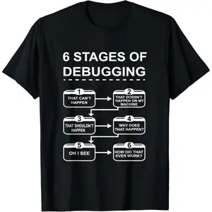 6 Stages of Debugging Design Programming Computer Science T-Shirt