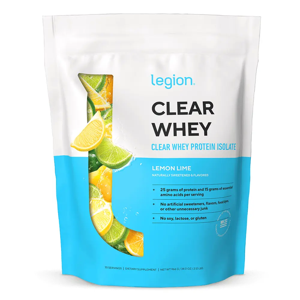Legion Clear Whey Protein Isolate Lemon Lime – 25g Protein, 15g of Essential Amino Acids per serving – Fitness & Training Supplement for Gym, Active Lifestyle, Daily Nutrition, Soy & Gluten Free, Clean Formula