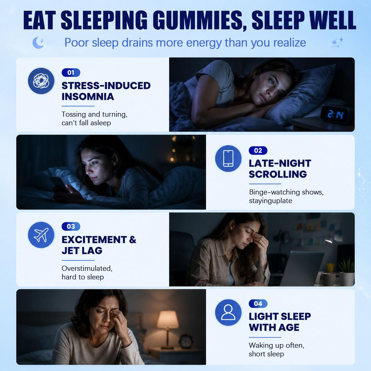 Natural Sleep Gummies - 60 Servings Sweet Strawberry Stars, Melatonin-Free Dietary Supplement for Wellness, Fitness Support (Excludes Creatine Gummies, Suitcase Sleep Pod, Mouth Tape)