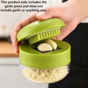 Multifunctional Stainless Steel Garlic Press, Easy Manual Garlic Mincer & Grater, Round Plastic Garlic Masher, Handheld Kitchen Garlic Crusher. Ideal for Refrigerator, Pantry, Kitchen Countertop, Restaurant & Food Cart Use, Cooking Utensils.