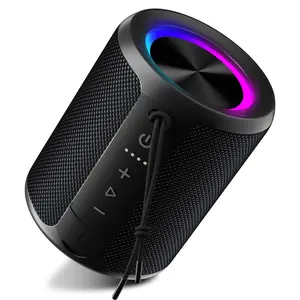 Portable Bluetooth Speaker, IPX7 Waterproof Wireless Speaker with 20W Loud Stereo Sound, 15H Playtime & Beat-Synced RGB Light, Small Outdoor Speaker for Shower, Pool, Beach, Hiking and Gifts