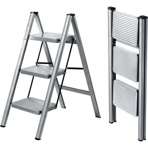 3 Step Ladder, Folding Step Stool with Anti-Slip Wide Pedal, Portable Sturdy Steel Ladder 3 Steps, 330lbs Safety Kitchen & Household Ladder