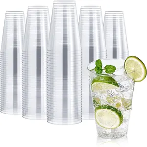 200 Count 14 oz Clear Plastic Cups, Large Disposable Cups Plastic Party Cup, 14 Ounce Heavy duty Clear Cups for Party, Wedding, Thanksgiving, Halloween, Christmas