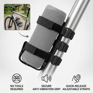 KratosXpedition 2-Strap Style Portable Boat Speaker Mount,Portable Speaker Holder for Boat Railing Frame,Waterproof Outdoor Adjustable Strap Fits Most Bluetooth Wireless Speakers Stabilizer Straps,Black