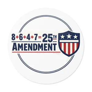 8+6+4+7=25th Amendment Round Vinyl Sticker | Patriotic Shield Election