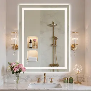 LED Bathroom Vanity Mirror for Wall with Double Front and Back Light, Anti-Fog, Shatter-Proof, Dimmable, Tempered Glass, Memory Function