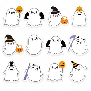 24PCS Halloween Sticky Notes – Cute Ghost Notepads with 12 Designs, Trick or Treat Memo Pads for Office, School, Party Favors & Study Supplies