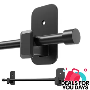 Inovaday No-Drill Curtain Rods for Windows - Adjustable 5/8" Tension Rod, Renter-Friendly Adhesive Brackets, Easy Install Black Drapery Pole