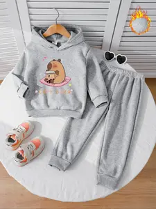 Cute Girls' Hooded Sweatshirt Set, Long Sleeve Watermelon Print, Comfortable Casual Joggers, Perfect Gift for Kids, Casual Outfit Set