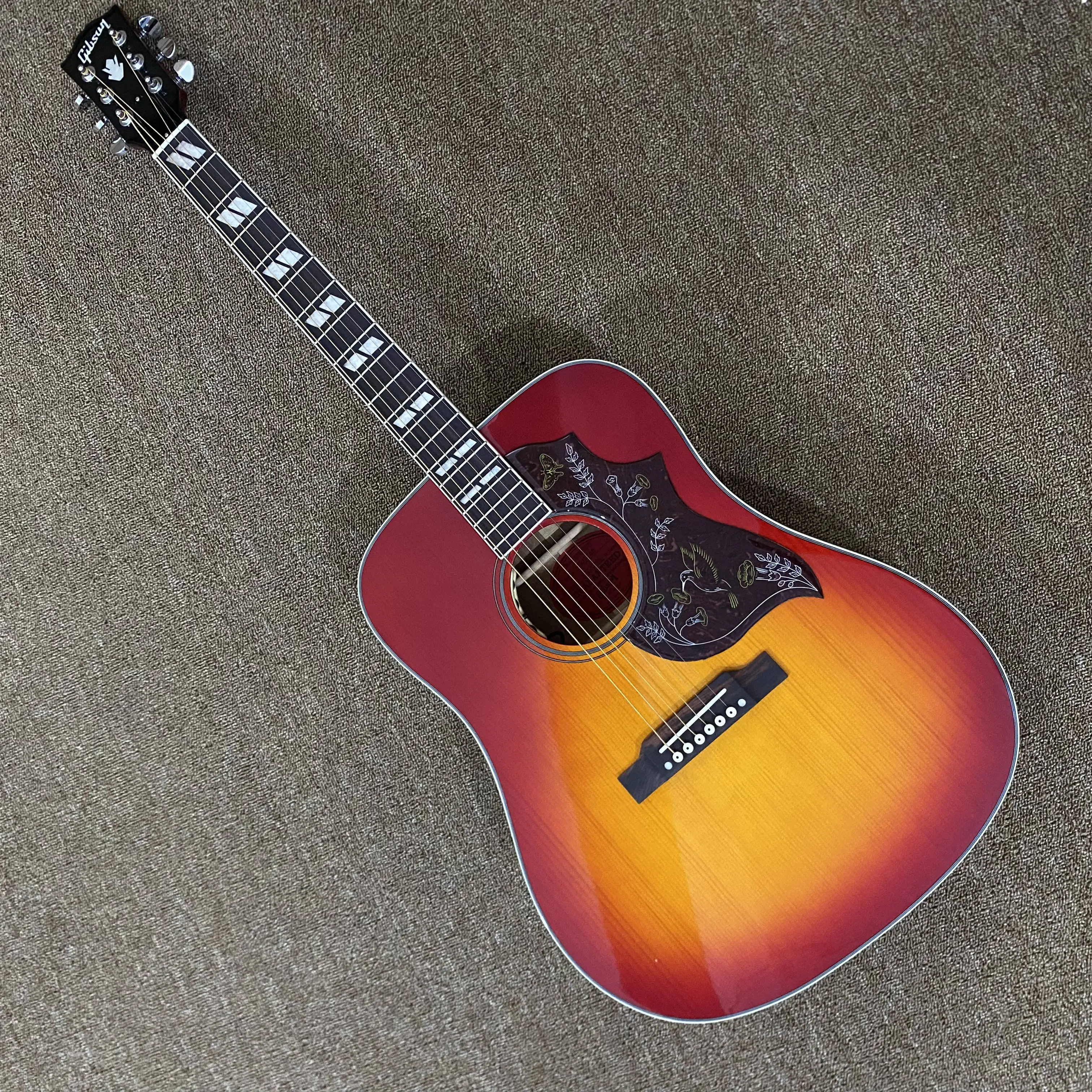 Hummingbird Stylish Standard Acoustic Guitar with pickup,Hollow Body, Solid Spruce Top, Rosewood Fretboard, 20 Frets, Built-In Pickups for Musical Instrument Enthusiasts, Stylish Guitar, Spruce/Rosewood