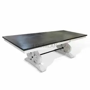 Transitional Extendable Dining Table Trestle