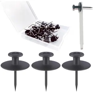 30 PCS Push Pins Picture Hangers Wall Hooks, Double Headed Thumb Tacks for Wall Hangings, Renter Friendly Decor Small Picture Frame Hangers for Drywall Cork Board Home Office Photo Decorations(Black)