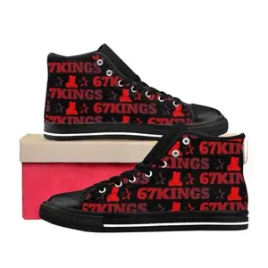Women’s 67KINGS Teddy Bear Logo High-top Sneakers- Red Black