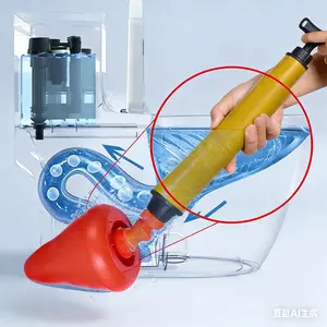 Toilet Plunger Upgrade Metal The Fifth Generation High Pressure Pipe Cleaner Rubber Quickly Toilet Sewer Household Pipe Dredger,Suitable For Unclogging Blockages Caused By Hair,Grease And Foreign Objects,Drain Clog Remover