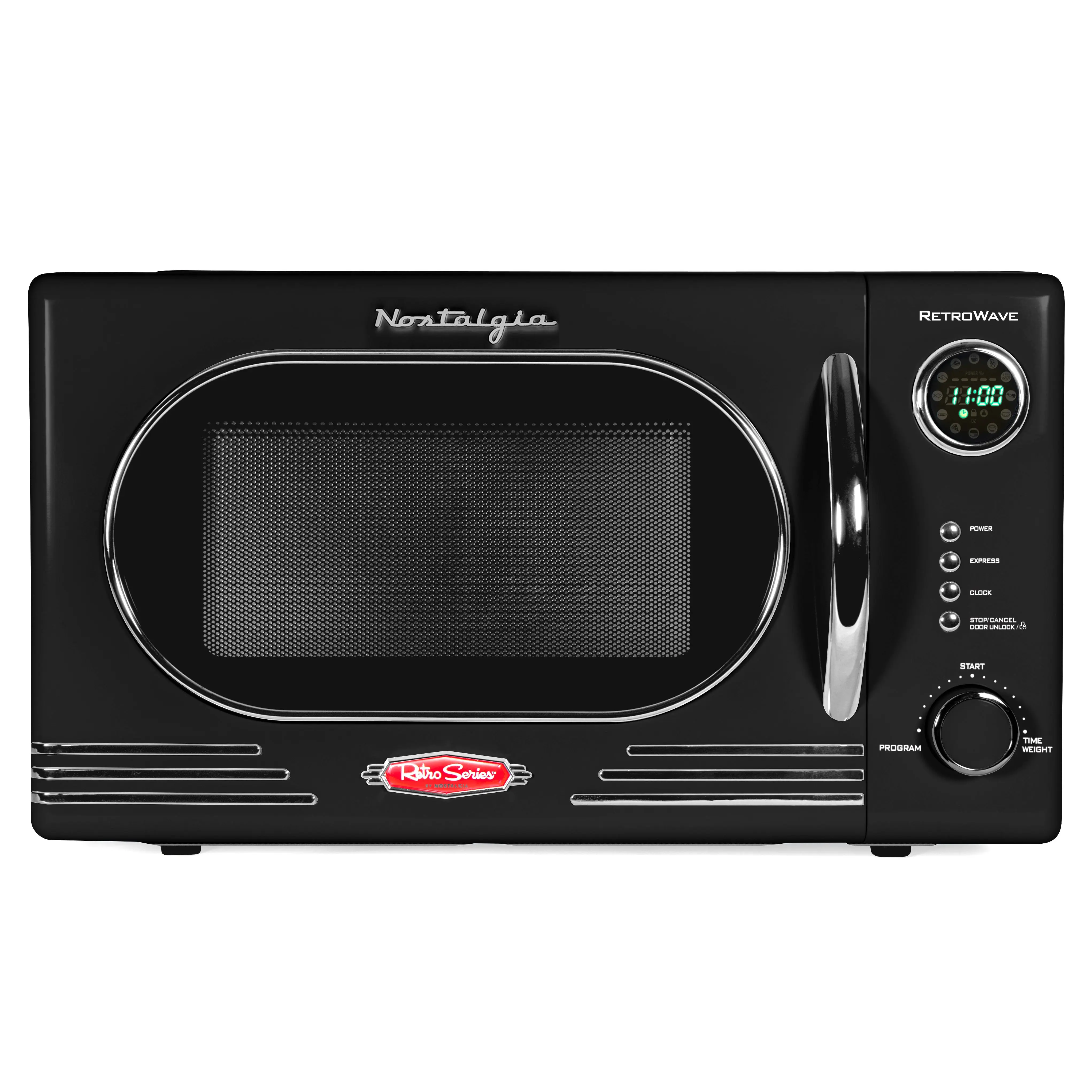 Nostalgia Retro 1.1 Cu Ft 1000 Watt Microwave Oven with 12 Pre-programmed Settings & Child Lock for Family Meals Nostalgia Retro 1.1 Cu Ft 1000 Watt Microwave Oven with 12 Pre-programmed Settings & Child Lock for Family Meals