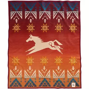 Vintage Western Horse Blanket - Southwestern Boho Aztec Flannel Throw - Rustic Cabin Decor & Outdoor Camping RV Gift
