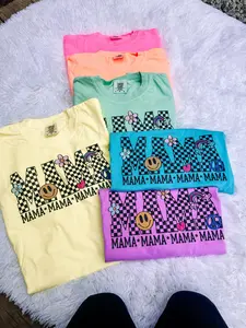 Neon Mama Checkered Comfort Colors Graphic Tee, Motherhood Graphic Tee, Comfort Tees, Mama, Mom, Simple Mama Tee