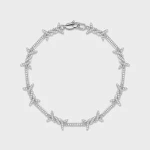 Iced Barbed Wire Bracelet (Silver) - 6mm