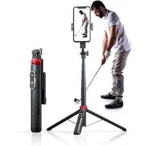 62" Phone Tripod & Selfie Stick for Golf Training, Extendable Cell Phone Tripod Stand with Wireless Remote and Phone Holder, Golf Training Aid Compatible with iPhone Android iPhone
