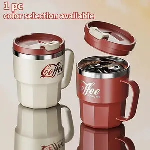 Fashionable 304 stainless steel coffee cup with lid, double-layer insulated travel cup, suitable for hot and cold beverages, outdoor sports kettle, office thermos cup