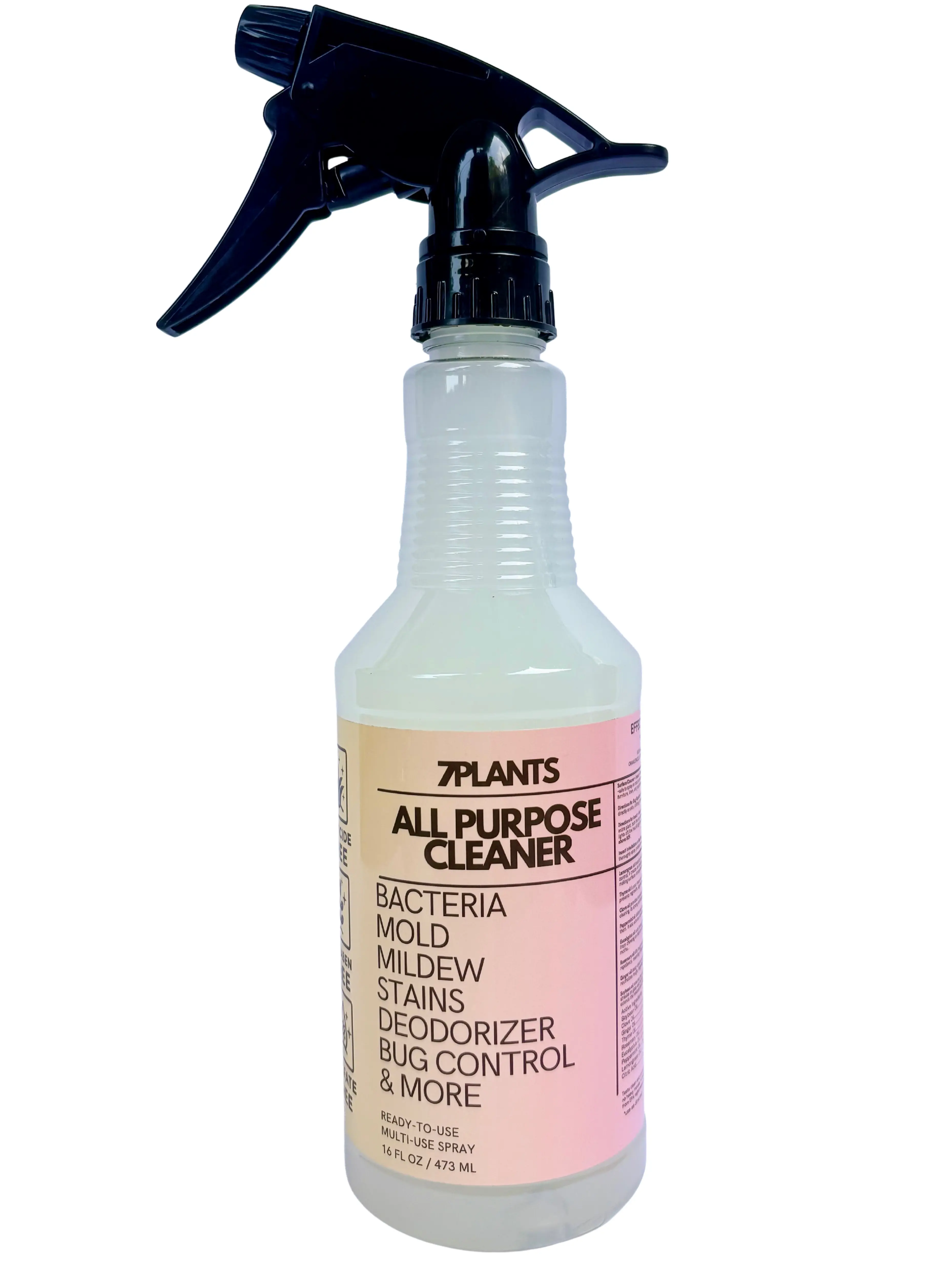 All-Purpose Cleaner + Deodorizer + Bug Repellent - Plant-Based + Alcohol - Ready-to-Use Multi-Purpose Cleaning Spray (16oz.) for Bacteria Mold, Mildew, Stains, Bug Control, & More - 7Plants - Ready-to-Use Multi-Purpose Cleaning Spray (16oz.)
