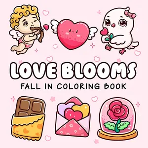 1pc LOUE BLOOMS coloring book For Adults And Kids, Vibrant illustrations, Simple And Big Designs For Relaxat coloring books, Toys for boys and girls, zero foundation drawing to relieve stress coloring book, Christmas gift