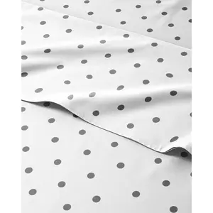 Kids Black Polka Dots Full 4 Piece Microfiber Sheet Set - Boys, Girls, Teens, Toddler - Easy Fit Deep Pockets - Soft, Breathable, Hotel Quality Sheets - Machine Washable - Wrinkle Free - Cute & Cozy