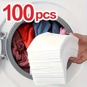 100-Pack Color Protection Laundry Sheets, BPA-Free, Fragrance-Free, Suitable for Home & Commercial Washers, Heat Resistant Fabric Care