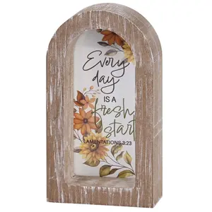 360 Stand 5x8 Wooden Arch-Shape Photo Frame with Floral Decor, Print Glass Art, 360-Degree Rotatable Stand for Table & Wall Decor, Home Supplies Piece, Flower, Affirmational Quote Wall & Tabletop Frames
