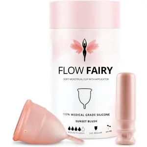 Menstrual Cup with Applicator – Reusable 100% Medical-Grade Silicone Period Cup for Beginners – Leak-Free, Eco-Friendly, BPA & Latex Free, Up to 12-Hour Protection (Regular)