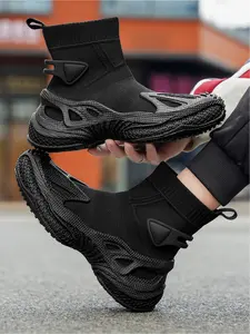 Men's High Top Hiking Sneakers - Non-Slip Wear-Resistant Ankle Support Breathable Sock Boots Walking Shoes