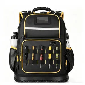Double-shoulder tool backpack, sturdy and durable, for electricians, housekeeping, maintenance, low-voltage engineering, large-capacity storage backpack