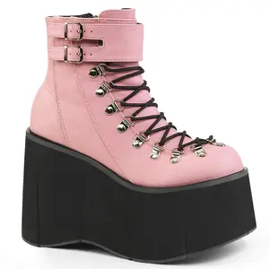 Demonia Kera-21 Baby Pink Vegan Leather Ankle Boots