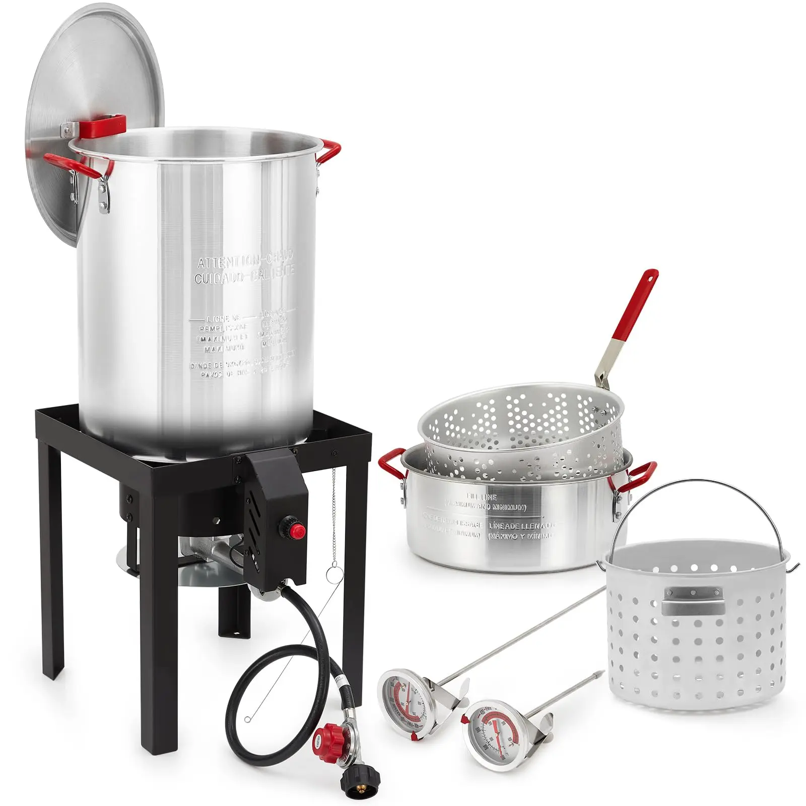 Outdoor Propane Fryer Combo for Turkey and Fish, Includes Basket, Thermometer, Cooking Rack, Perfect for Camping, Seafood Boil, Parties