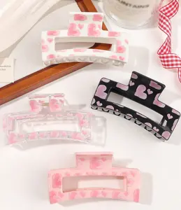 Leopard Print Hair Clips – 4pcs Glossy Square Hair Clips for Daily Wear, Minimalist Design