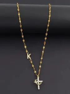 Women's Stainless Steel Necklace with Zircon Cross Crown Letter Pendant, Casual Fashion Lip Chain Jewelry, All Seasons Wear, Daily Wear Necklace, Perfect Gift