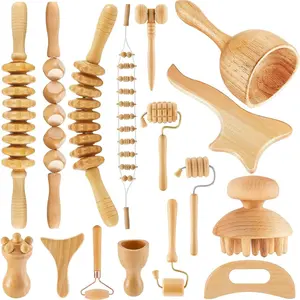 Comfort Wooden Massage Tool Set, 16pcs/set Manual Massage Tool for Body Muscle , Massage Tool Set for Home, Outdoor, Gym, Massage Tool for Muscle, Massage Roller, Body Care Products
